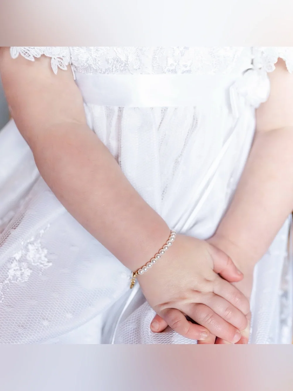 Cherished Moments Kids 14K Gold-Plated Pearl Baby Bracelet Medium 1-5 Years